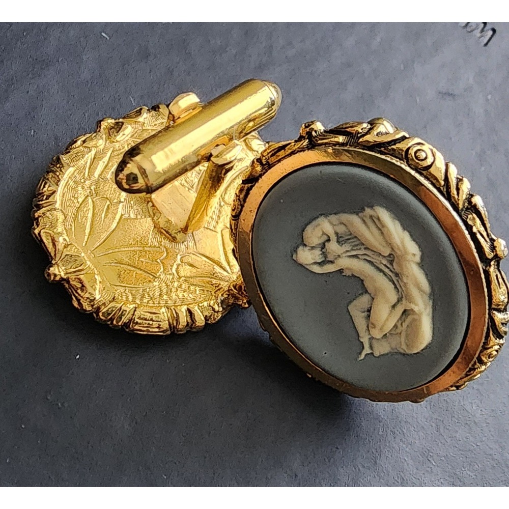 Vintage Danté Museum Masterpiece "The Kiss" Incolay Stone Cufflinks - - Picture 2 of 6